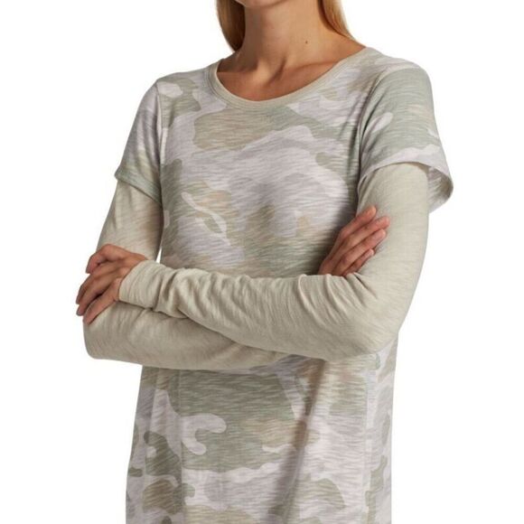 New ATM Anthony Thomas Melillo Slub-Knit Layered Midi Dress in Camo Medium - Picture 4 of 8